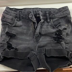 American Eagle Black Distressed Jean Shorts